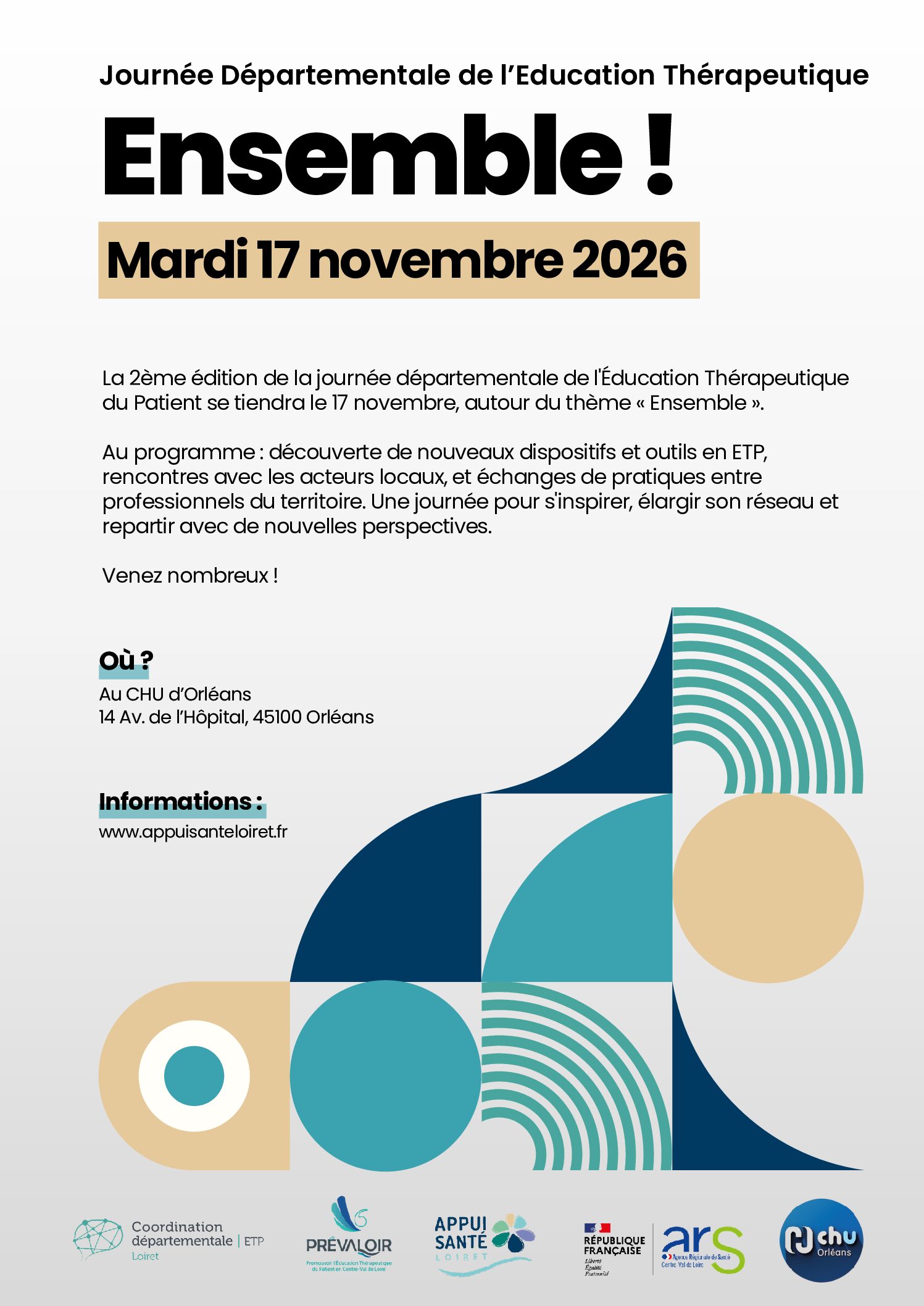 Inscriptions ouvertes : Journée départementale ETP du Loiret, le 17 novembre 2026 au CHU d’Orléans